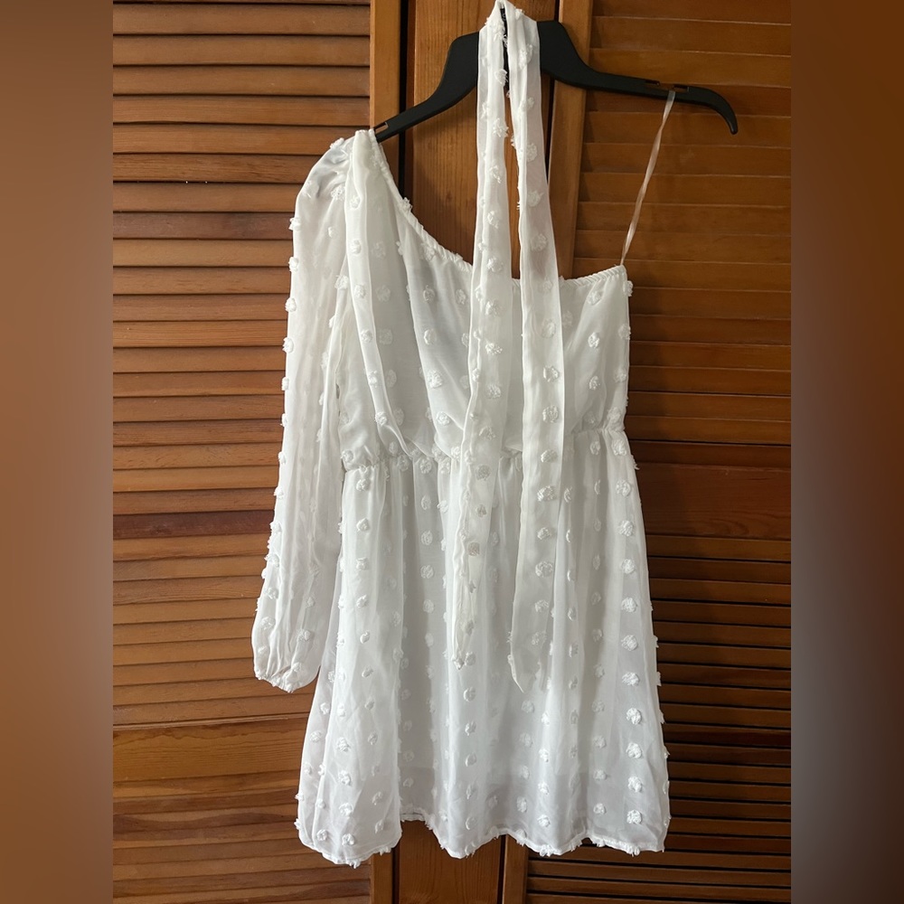 Nasty girl one shoulder white mini dress / size large